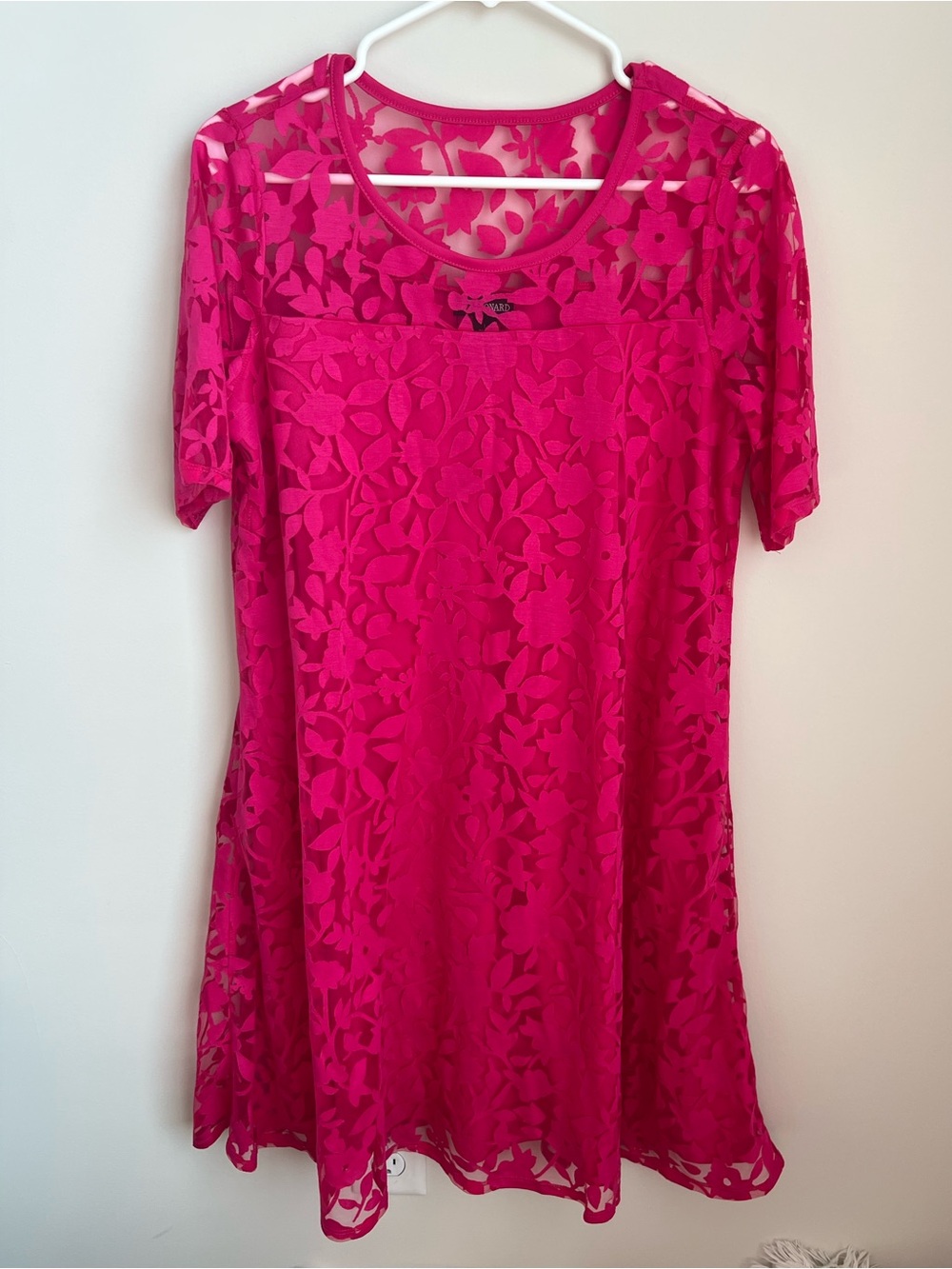 hot pink aline dress Nina Leonard | Dresses | Nina Leonard Floral Lace Size Large Lace Bridesmaid Dresses